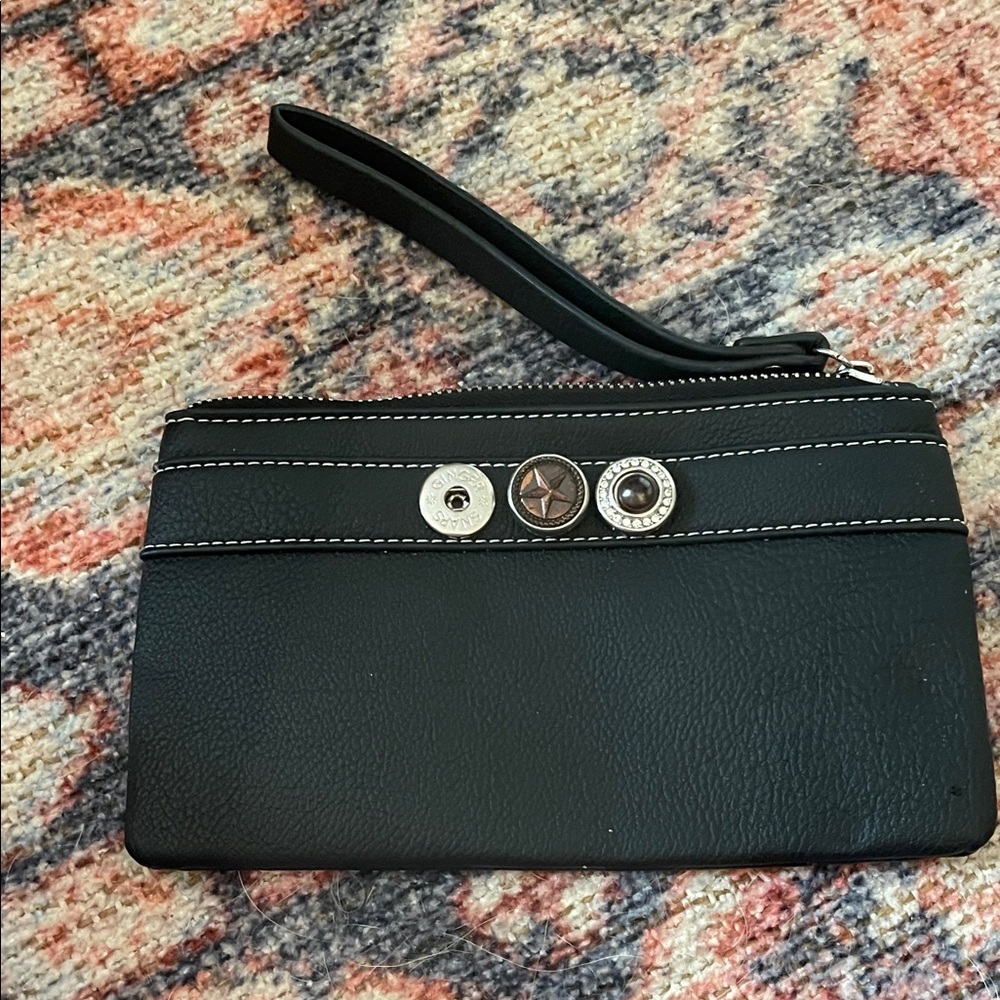 Black Wristlet with Button Accents